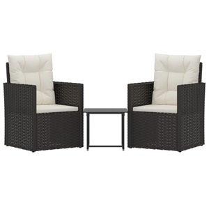 vidaXL, vidaXL 3-tlg. Garten-Lounge-Set mit Kissen Poly Rattan Schwarz