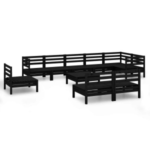 vidaXL, vidaXL 10-tlg. Garten-Lounge-Set Massivholz Kiefer Schwarz