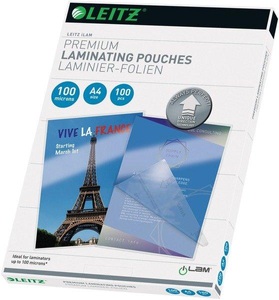 Leitz, Leitz Laminierfolie A4 100 ?m, Mediengewicht, ESSELTE Heißlaminierfolien A4 100 mic. 100 / Verpackung