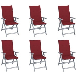vidaXL, vidaXL Verstellbare Gartenstühle 6 Stk. mit Auflagen Massivholz Akazie, 