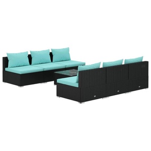 vidaXL, vidaXL 7-tlg. Garten-Lounge-Set mit Kissen Poly Rattan Schwarz