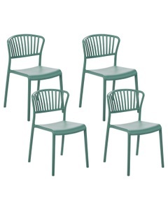 Beliani, Set mit 4 Stühlen aus Polypropylen Modern GELA Set mit 4 Stühlen aus Polypropylen Modern GELA, Beliani - Gartenstuhl 4er Set aus Polypropylen Retro GELA, One Size, Mint