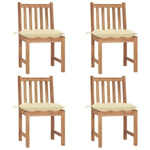 vidaXL, vidaXL Gartenstühle 4 Stk. mit Kissen Massivholz Teak, vidaXL Gartenstühle 4 Stk. mit Kissen Massivholz Teak
