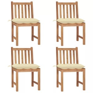 vidaXL, vidaXL Gartenstühle 4 Stk. mit Kissen Massivholz Teak, vidaXL Gartenstühle 4 Stk. mit Kissen Massivholz Teak