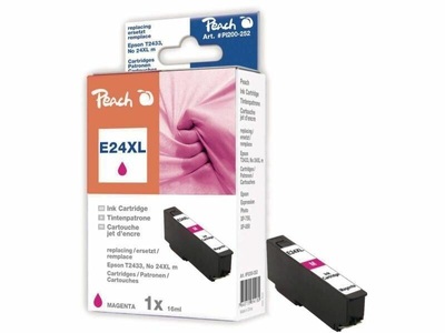 Peach, Peach Tintenpatrone HY magenta kompatibel zu Epson No. 24XL m, T2433, Peach E24 XLm Druckerpatrone XL ma ersetzt Epson No. 24XL m, C13T24334010 für z.B. Epson Expression Photo XP -55, Epson Expression Photo XP -750