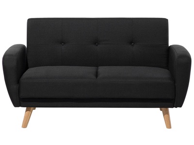 Beliani, Beliani 2-Sitzer Sofa Polsterbezug schwarz verstellbar FLORLI, Beliani - 2 Sitzer Sofa aus Polyester Klassisch FLORLI, One Size, Schwarz
