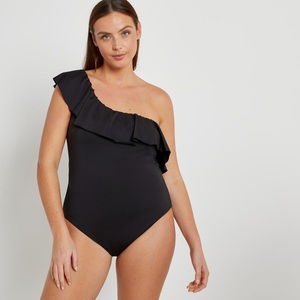 LA REDOUTE COLLECTIONS PLUS, Figurformender Badeanzug, asymmetrische Schnittform, La Redoute Collections - Badeanzug in asymmetrischer Form, für Damen, Schwarz, Größe 40