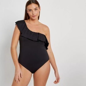 LA REDOUTE COLLECTIONS PLUS, Figurformender Badeanzug, asymmetrische Schnittform, La Redoute Collections - Badeanzug in asymmetrischer Form, für Damen, Schwarz, Größe 40