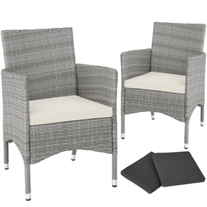 TecTake, 2 Rattanstühle + 4 Sitzbezüge 2 Rattanstühle + 4 Sitzbezüge, 
