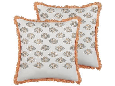 Beliani, Kissen 2er Set aus Baumwolle Klassisch SATIVUS Kissen 2er Set aus Baumwolle Klassisch SATIVUS, Beliani - Dekokissen 2er Set aus Baumwolle Klassisch SATIVUS, One Size, Weiss Bunt
