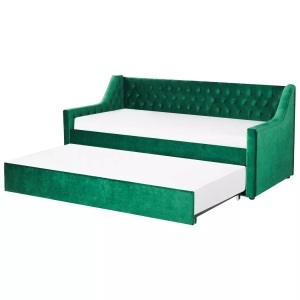 Beliani, Bett mit Lattenrost aus Samtstoff Glamourös MONTARGIS Bett mit Lattenrost aus Samtstoff Glamourös MONTARGIS, Beliani - Bett mit Lattenrost aus Samtstoff Modern MONTARGIS, 90x200 cm, Ozeangrün