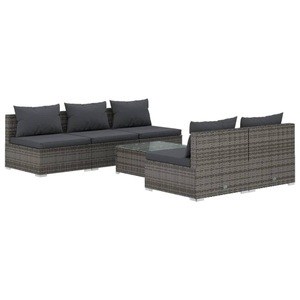 vidaXL, vidaXL 6-tlg. Garten-Lounge-Set mit Kissen Poly Rattan Grau, 