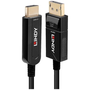 LINDY, Lindy 38490 - Displayport 1.2 auf HDMI 18G AOC Kabel - 10m, LINDY DisplayPort / HDMI / Glasfaser Adapterkabel DisplayPort Stecker, HDMI-A Stecker 10.00 m Schwarz 38490 4K UHD