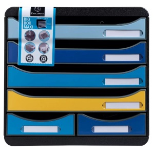 Exacompta, EXACOMPTA Schubladenbox BeeBlue A4+ 3124202D Big Box Maxi, 6 Schubladen, Exacompta Schubladenbox Bee Blue Big Box Maxi