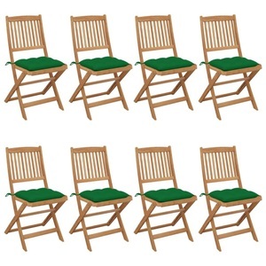 vidaXL, vidaXL Klappbare Gartenstühle 8 Stk. mit Kissen Massivholz Akazie, 