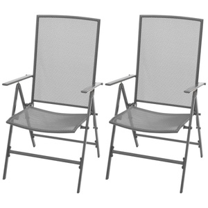vidaXL, vidaXL Stapelbare Gartenstühle 2 Stk. Stahl Grau, vidaXL Stapelbare Gartenstühle 2 Stk. Stahl Grau