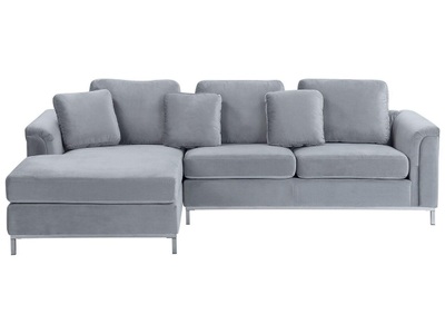Beliani, Beliani Ecksofa Polsterbezug hellgrau rechtsseitig OSLO, Beliani - Rechtsseitiges Ecksofa aus Polyester Klassisch OSLO, One Size, Rauch