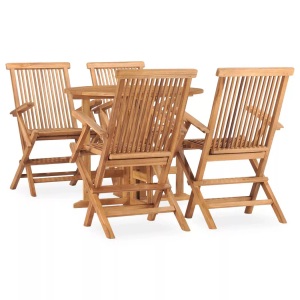 vidaXL, vidaXL 5-tlg. Garten-Essgruppe Klappbar Massivholz Teak, vidaXL 5-tlg. Garten-Essgruppe Klappbar Massivholz Teak