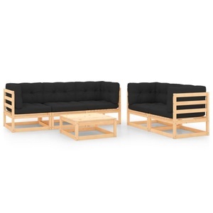 vidaXL, vidaXL 6-tlg. Garten-Lounge-Set mit Kissen Massivholz Kiefer