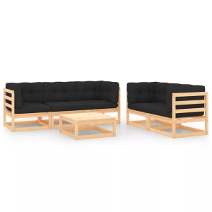 vidaXL, vidaXL 6-tlg. Garten-Lounge-Set mit Kissen Massivholz Kiefer