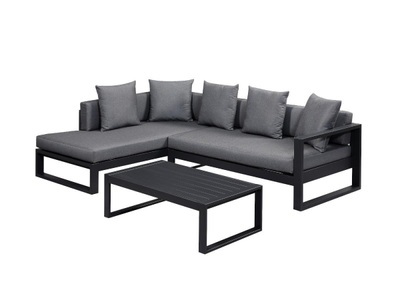 Vente-unique, Garten Sitzgruppe Aluminium: Ecksofa + Beistelltisch - Anthrazit - MOLOKAI von MYLIA Garten Sitzgruppe Aluminium: Ecksofa + Beistelltisch - Anthrazit - MOLOKAI von MYLIA