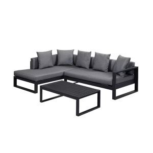 Vente-unique, Garten Sitzgruppe Aluminium: Ecksofa + Beistelltisch - Anthrazit - MOLOKAI von MYLIA Garten Sitzgruppe Aluminium: Ecksofa + Beistelltisch - Anthrazit - MOLOKAI von MYLIA
