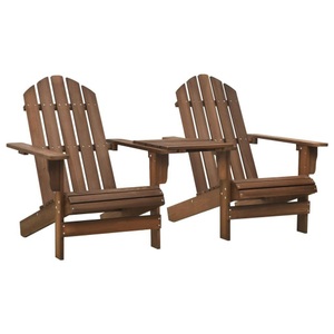 vidaXL, vidaXL Garten-Adirondack-Stühle mit Teetisch Massivholz Tanne Braun