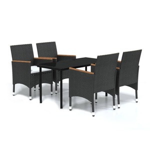 vidaXL, vidaXL 5-tlg. Garten-Essgruppe mit Kissen Schwarz, 