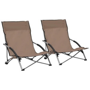 vidaXL, vidaXL Klappbare Strandstühle 2 Stk. Taupe Stoff