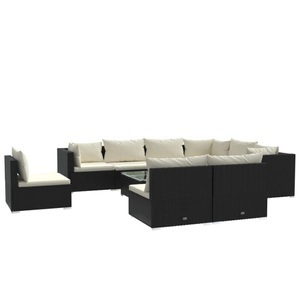 vidaXL, vidaXL 10-tlg. Garten-Lounge-Set mit Kissen Poly Rattan Schwarz, 