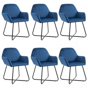 vidaXL, vidaXL Esszimmerstühle 6 Stk. Blau Samt, vidaXL Esszimmerstühle 6 Stk. Blau Samt