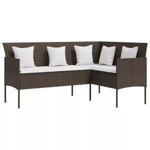 vidaXL, vidaXL Sofa in L-Form mit Kissen Poly Rattan Braun, vidaXL Sofa in L-Form mit Kissen Poly Rattan Braun
