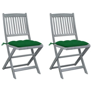 vidaXL, vidaXL Klappbare Gartenstühle 2 Stk. mit Kissen Massivholz Akazie
