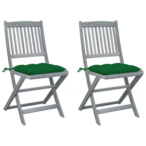vidaXL, vidaXL Klappbare Gartenstühle 2 Stk. mit Kissen Massivholz Akazie, vidaXL Klappbare Gartenstühle 2 Stk. mit Kissen Massivholz Akazie