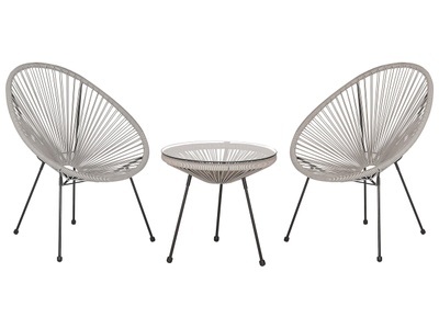 Beliani, Beliani Rattanmöbel Set Kunststoff hellgrau Acapulco II, Beliani - Bistro Set aus PE Rattan Boho ACAPULCO II, One Size, Rauch