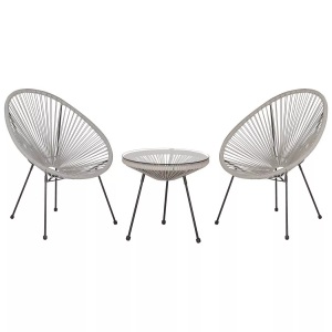 Beliani, Beliani Rattanmöbel Set Kunststoff hellgrau Acapulco II, Beliani - Bistro Set aus PE Rattan Boho ACAPULCO II, One Size, Rauch
