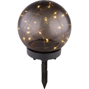 Globo, LED-Solarleuchte Kugel rauchfarben, Ø 15 cm, Solarleuchte Kunststoff 20xLED
