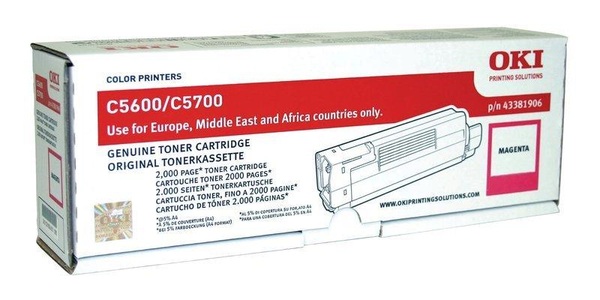 OKI, Original Tonerpatrone magenta OKI 43381906, Oki Toner, rot, 43381906, (2`000 Seiten)