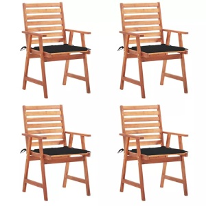 vidaXL, vidaXL Garten-Essstühle 4 Stk. mit Kissen Massivholz Akazie, vidaXL Garten-Essstühle 4 Stk. mit Kissen Massivholz Akazie
