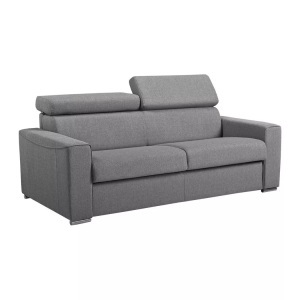 LINEA SOFA, LINEA SOFA - Schlafsofa 3-Sitzer - Liegefläche mit Lattenrost: 140 cm - Matratze: 14 cm mit Memory Schaum - Stoff - Grau - VIZIR, One Size