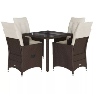 vidaXL, vidaXL 5-tlg. Garten-Essgruppe mit Kissen Braun Poly Rattan, vidaXL 5-tlg. Garten-Essgruppe mit Kissen Braun Poly Rattan