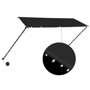 Diverse Hardware, Einziehbare Markise mit LED 300 x 150 cm Anthrazit, vidaXL Einziehbare Markise mit LED 300×150 cm Anthrazit