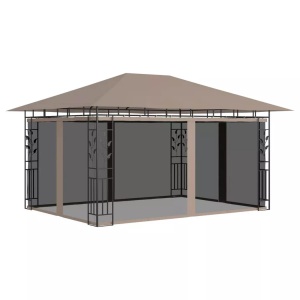 vidaXL, vidaXL Pavillon mit Moskitonetz 4x3x2,73 m Taupe 180 g/m², vidaXL Pavillon mit Moskitonetz 4x3x2,73 m Taupe 180 g/m²