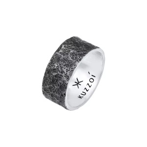 Kuzzoi, Ring Bandring Organic Struktur 925 Silber Unisex Silber 66mm, Kuzzoi - Ring Bandring Organic Struktur 925 Silber, 66mm, Silber