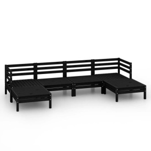 vidaXL, vidaXL 6-tlg. Garten-Lounge-Set Schwarz Massivholz Kiefer