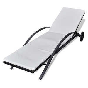 Diverse Hardware, Sonnenliege mit Polster & Rollen Poly Rattan Schwarz