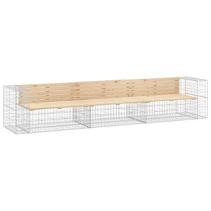 vidaXL, vidaXL Gartenbank aus Gabionen 347x71x65,5 cm Massivholz Kiefer, 
