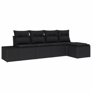 vidaXL, VidaXL - Garten-sofa poly-rattan, One Size, Schwarz