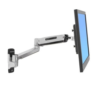 Ergotron, Ergotron LX Sit-Stand Wall Mount LCD Arm 1fach Monitor-Wandhalterung 25,4 cm (10) - 106,7 cm (42) Neigbar+Schwenkbar,, Ergotron LX - Befestigungskit (Steh-Sitz-Arm, Verlängerung, Basis, VESA-Adapter) - für LCD-Display - Kapazität 3,2 - 11,3 kg - Polished Aluminum