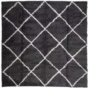 vidaXL, vidaXL Teppich Shaggy Hochflor Modern Schwarz und Creme 160x160 cm